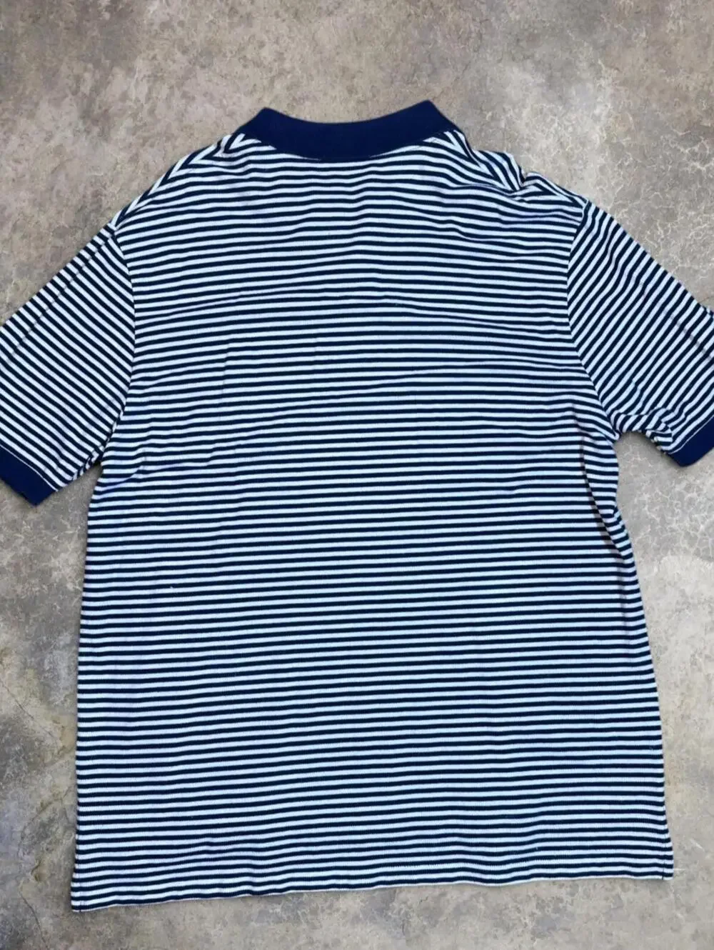 Polo Ralph Lauren Vintage Polo Pique Weave Blue White Striped Y2K Men's XL